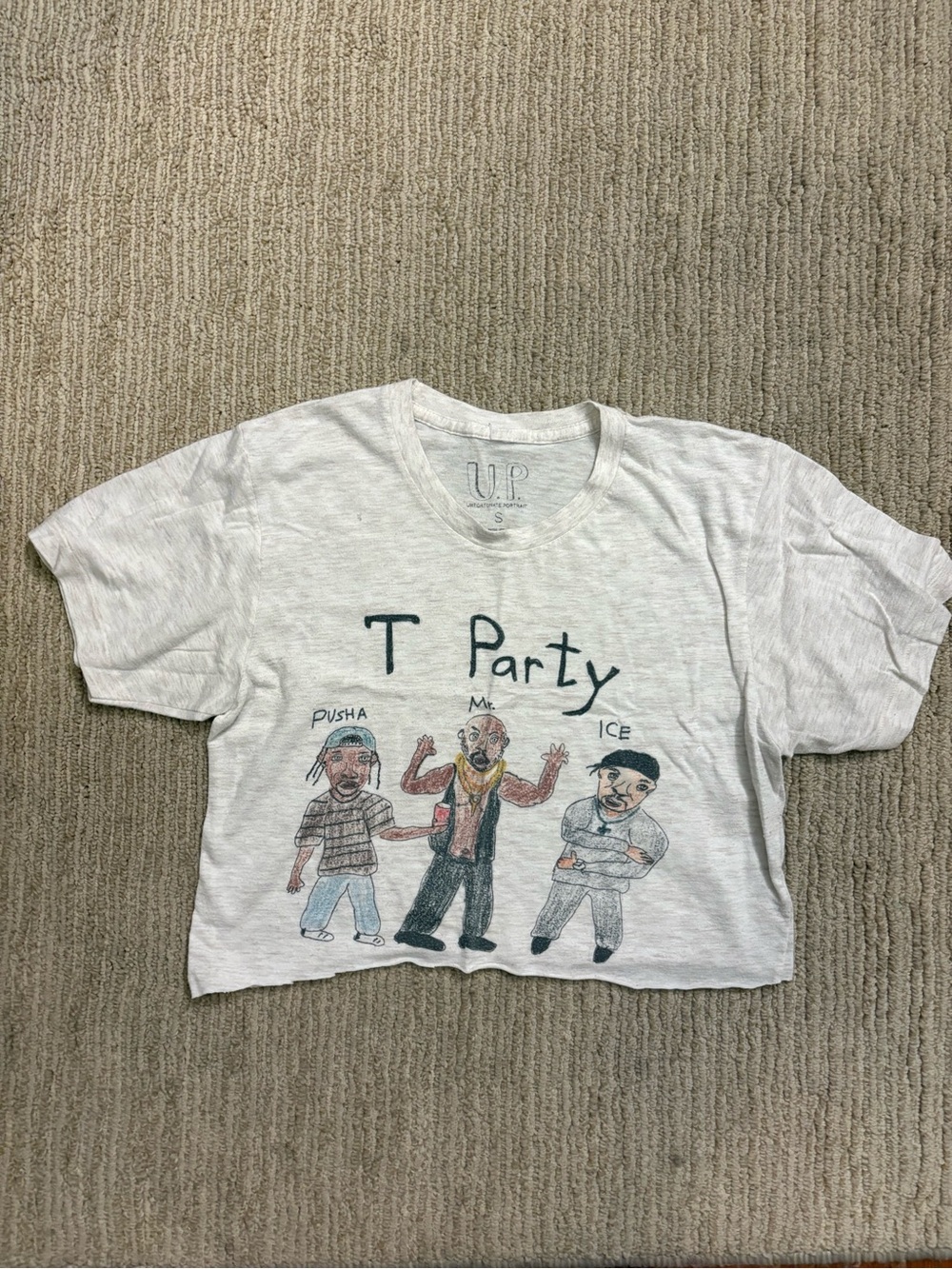 Graphic Crop "T Party" Distressed Tee Size Small
